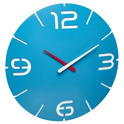 Imagen de TFA Dostmann Contour Design 60.3536.14 Reloj de Pared por Radio (tamaño Grande), Color Azul y Blanco