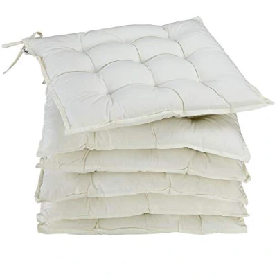 Imagen de Detex 6X Cojines para Sillas 43x39 Crema Viscoelásticos Almohada Asiento Interior Exterior Correas de Sujeción