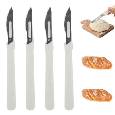 Imagen de JINJUMEI 4 Uds Cuchillo De Pan, Bread Lame, Pan Baker Lame Herramienta Corte Cortador para Raspar Diy Masa Hornear Cocina Bricolaje Diseños