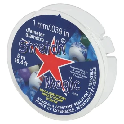 Imagen de Stretch Magic Cordón de cuentas y joyas, fuerte elástico, fácil anudar, color transparente, 1 mm diámetro, carrete 5 metros, cuerda elástica para hacer joyas