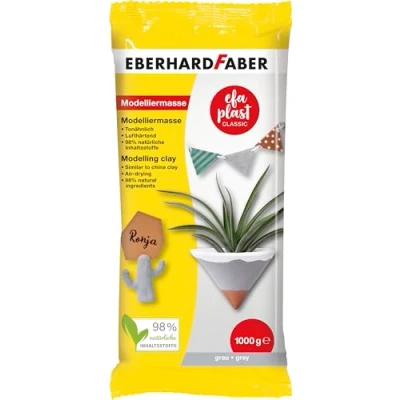 Imagen de Eberhard Faber 570173 arcilla de modelar gris secado al aire, 1 kg EFA Plast classic a base