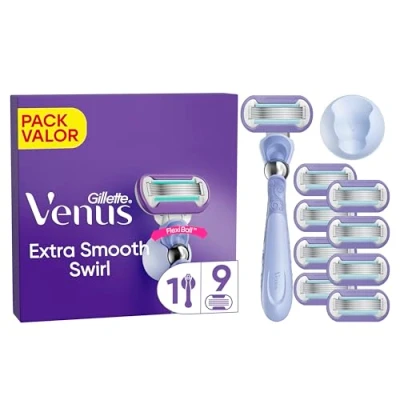 Imagen de Venus Gillette Deluxe Smooth Swirl, Máquinilla de mujer, 1 Mango + 9 Recambios, cuchillas afeitar Para Una Depilación Suave, Apurada Y Duradera