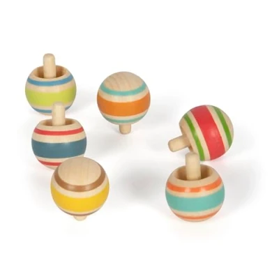 Imagen de small foot Set Madera, Ideal para Llevar, 6 peonzas, Actividad niños a Partir de 3 años, 12606, Multicolor, Mittel