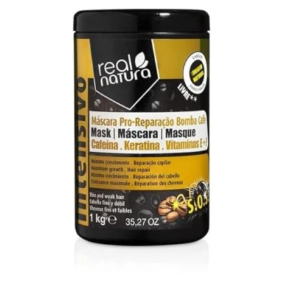 Imagen de Real Natura Máscara Sin Sal Pro Reparación Bomba Café y Fortalecimiento Intensivo Hidratación Suavidad Protección Capilar Fórmula Natural 1 kg