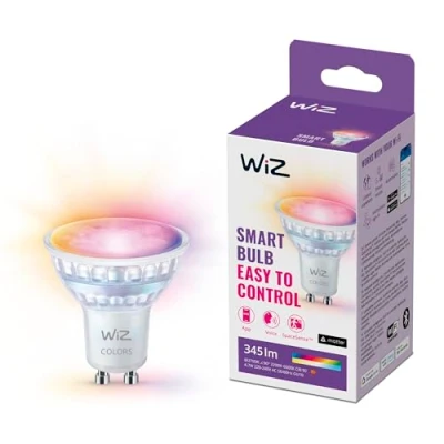 Imagen de WiZ bombilla LED inteligente GU10 de cristal 50W, con 16 millones colores, Wi Fi/Bluetooth, control por voz/aplicación, funciona Google Home, Alexa y HomeKit, pack 1