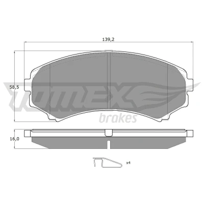 Imagen de TOMEX brakes TX 15 33 Juego de pastillas freno Eje delantero con avisador acústico desgaste accesorios MITSUBISHI: PAJERO 3, 4