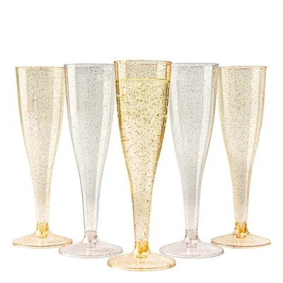 Imagen de MATANA 120 Copas de Champan Plástico con Brillos Dorados y Plateados, 133ml Plastico Duro, Cava para Vino Espumoso, Cóctel, Postre Champagne Bodas, Fiestas