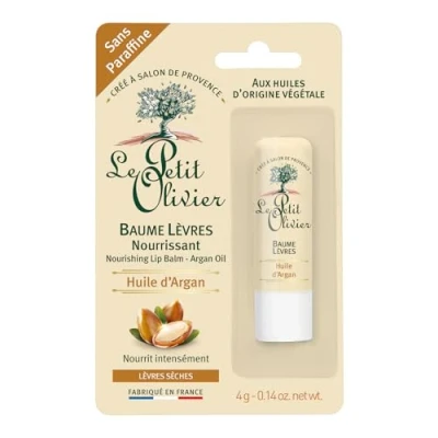 Imagen de Le Petit Olivier Bálsamo labial nutritivo en barra, aceite de argán para mujer, 0.14 onzas