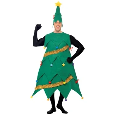 Imagen de Smiffys Disfraz de árbol Navidad, Verde, con túnica y gorro, deluxe