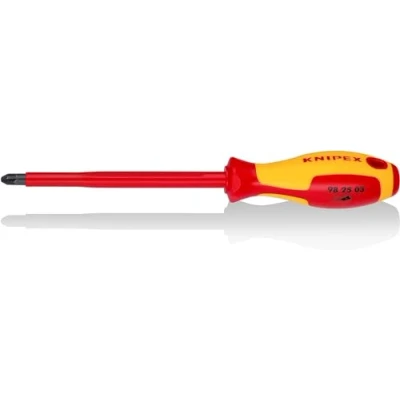 Imagen de Knipex Destornillador para tornillos cruciformes Pozidriv® bruñido, mango aislante en dos componentes, según norma VDE 270 mm 98 25 03
