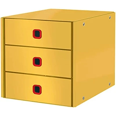 Imagen de Leitz Módulo de Clasificación Click &amp; Store, 3 Cajones para Archivar Papeles y Documentos, Archivador Cartón Tamaño A4 con Alturas el Hogar/Oficina, Gama Cosy, Amarillo Cálido, 53680019