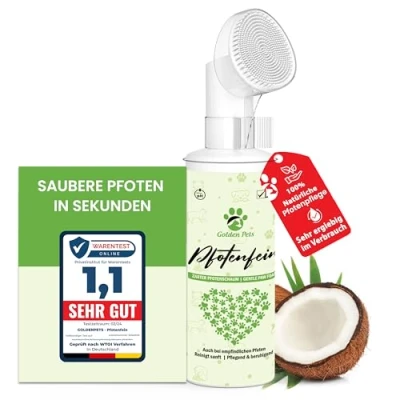 Imagen de Pfotenfein limpiador de patas para perros y gatos, 200 ml, espuma natural que limpia cuida al mismo tiempo, perro sin agua, accesorios cuidado + libro
