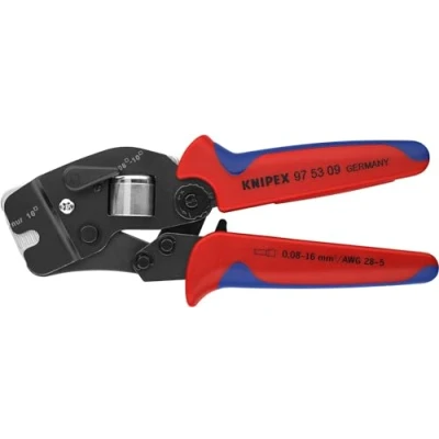 Imagen de Knipex Alicate autoajustable para crimpar punteras huecas de acceso frontal bruñido, con fundas multicomponentes 190 mm 97 53 09
