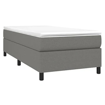 Imagen de vidaXL Estructura de Cama, Somier Individual Listones, Base Cama Tapizada, Mueble para Dormitorio Hogar, Tela Gris Oscura 90x200 cm