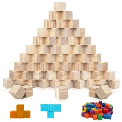 Imagen de ZHMKYD13 Cubos De Madera, 500pcs 1x1x1cm Cubo Madera Pino Natural Sin Acabado Para Manualidades Bloques Cuadrados Pequeños Sellos, Números, Manualidades, Alfabeto