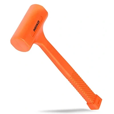 Imagen de Neiko 02847A Martillo de soplado muerto 2 libras, color naranja neón moldeado unibody Agarre a cuadros Resistente chispas y rebote