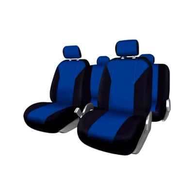 Imagen de +PWR Car Parts Juego de Fundas Asiento Universales Firenze Azules y Negras. Airbag Compatibles, Completo para 5 Asientos.