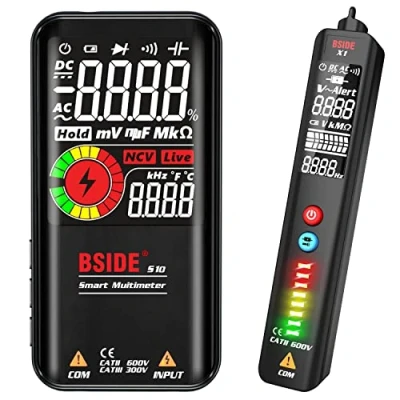 Imagen de Multímetro Digital Inteligente y Detector de Voltaje Pantalla Grande a Color Kit Polimetro Automático BSIDE S10 Bolígrafo Medidor Electricidad X1 Set Probador para Electricistas