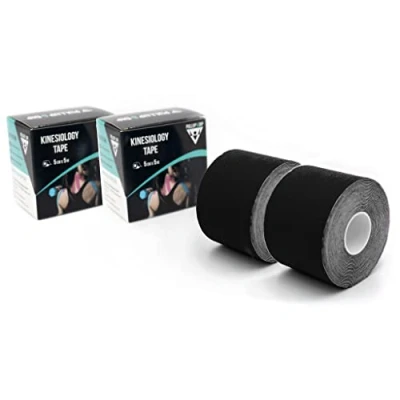 Imagen de Kinesio Tape (5cm x 5,0m), Cinta De Kinesiología Resistente a la Piel y al Agua, Fisiológica Elástica Fuertemente Adhesiva, Deportiva (Set 2 Negro)