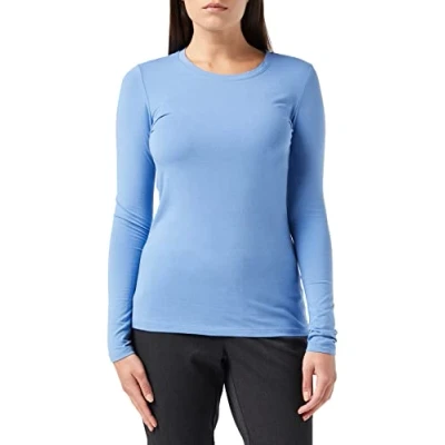 Imagen de Amazon Essentials Camiseta de Cuello Caja, Manga Larga y Ajuste Clásico (Disponible en Tallas Grandes) Mujer, Azul, XXL