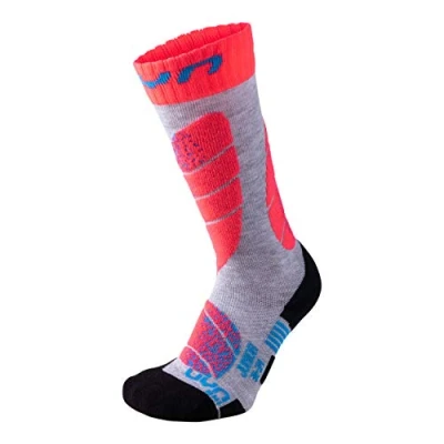 Imagen de UYN S100045 SKI Socks Unisex Gris Claro/Coral Flúor 30