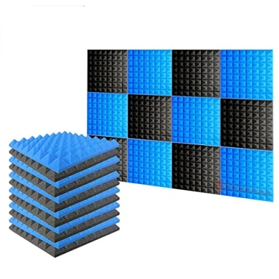 Imagen de Arrowzoom 12 Piezas Panels Acustico Absorcion Sonido Piramide 50x50x5cm Espuma Acustica Aislamiento de Grabacion Casas Estudios Azulejos Incombustibles Insonorizados AZ1034 AZUL &amp; NEGRO