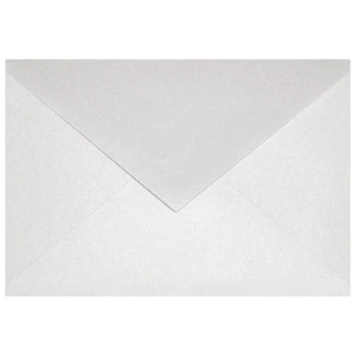 Imagen de Netuno 100 sobres nacarados blancos DIN C6 114x162mm 120g Aster Metallic White con solapa engomada puntiaguda sin ventana para invitaciones boda Navidad cumpleaños cartas tarjetas fiestas bricolaje