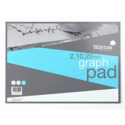 Imagen de Silvine Bloc de papel cuadriculado profesional A3, impreso 2 10 20 mm (50 hojas)