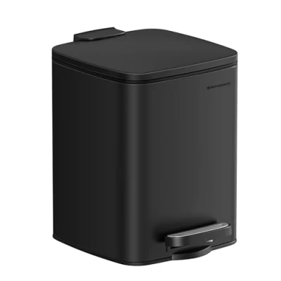 Imagen de SONGMICS Papelera Baño, Cubo de Basura 6 L Compacta, con Pedal, para Espacios Pequeños, Tapa Cierre Suave, Acero, Negro LTB590B0602