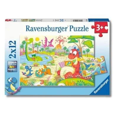 Imagen de Ravensburger Puzzle Dinosaurios, 3 Años o Más, Puzles Niños Años, Puzzles Infantiles Rompecabezas Niños, 2x12 Piezas, Dinosaurios Juguetes, 26x18cm
