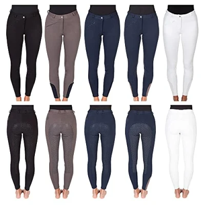 Imagen de PFIFF Sanja Pantalones de equitación con Agarre Silicona para Mujer, Color Gris y Azul, Talla 44