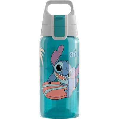 Imagen de Sigg VIVA ONE Disney Stitch cantimplora infantil (0.5 L), botella transparente sin sustancias nocivas y con tapa hermética, para niños usar una mano