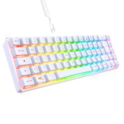 Imagen de EMPIRE GAMING K208 Teclado compacto con Cable TKL (DE QWERTZ) 69 teclas RGB USB Type C desmontable Plug &amp; Play PC/PS4/PS5/Xbox 23 anti ghosting (blanco)