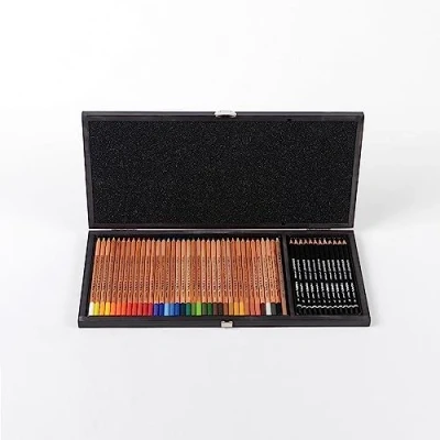 Imagen de LYRA Rembrandt Polycolor, Lápices de colores para Bellas Artes, Caja Madera, 36 surtidos, 12 Grafito, 48 unidades
