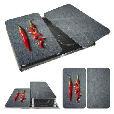 Imagen de WENKO Placas cobertoras de vidrio universales Cayenne 2 unidades Cubierta cocina, juego piezas, para todos los tipos cocinas Diseño