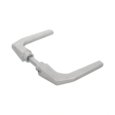 Imagen de Amig Juego de Manillas sin Placa para Puertas Mod. 2114 104 x 56 mm Diseño Elegante y Sencillo Manija Agarre Ergonómico Aluminio Plateado