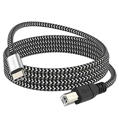 Imagen de MOSWAG Cable MIDI USB C a B Tipo Trenzado Nylon 2.0 Impresora de escáner alta velocidad con conector metal Compatible impresoras AiO, HP, Canon y más