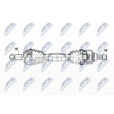 Imagen de NTY NPW RE 193 Árbol de transmisión Eje delantero, izquierda 690 Caja cambios manual
