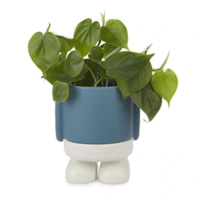 Imagen de Balvi Maceta MrStandy Color Azul y Blanco Tiesto para Plantas en Forma de Personaje simpático con Rec