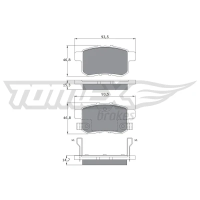 Imagen de TOMEX brakes TX 17 54 Juego de pastillas freno Eje trasero con avisador acústico desgaste HONDA: Accord 8, 8 Kombi, 9 Limousine