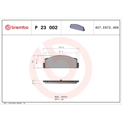 Imagen de BREMBO P 23 002 Juego de pastillas freno excl. contacto avisador desgaste sin accesorios FIAT: 124 Berlina, X 1/9, Coupé