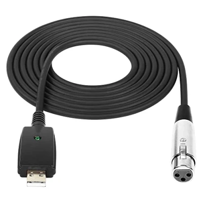 Imagen de SinLoon USB a XLR Cable de micrófono 10FT macho hembra convertidor 3 pines audio estudio para instrumentos Grabación Karaoke Canto o micrófonos
