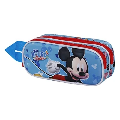 Imagen de Karactermania Mickey Mouse House 3D Double Estuche escolar para niños, Talla: One Size, Azul