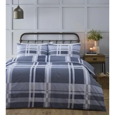 Imagen de Simply Charlotte Carson Juego de Funda nórdica para Cama Individual, diseño Cuadros, Color Azul