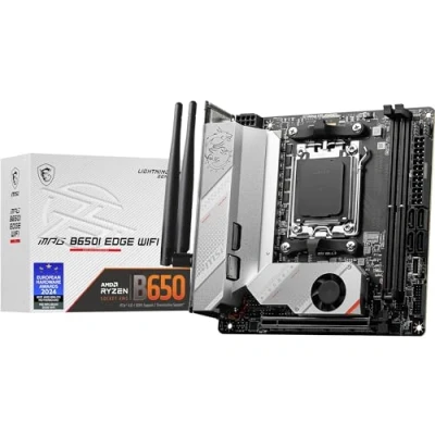 Imagen de MSI MPG B650I EDGE WIFI Placa base Mini ITX Procesadores AMD Ryzen Serie 7000 8 fases de alimentación CPU 80A VRM, DDR5 Memory Boost 6000+MHz/OC, 1 x PCIe 4.0 x16, 2 M.2 Gen4, Wi Fi 6E