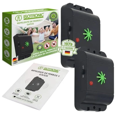 Imagen de ISOTRONIC Ahuyentador de Perros y Gatos con ultrasonidos Repelente para Exteriores como jardín, balcón, terrazas acústico Set 2