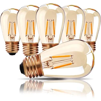 Imagen de Genixgreen Bombilla Led E27 Blanco Cálido ST45/S14 1W Vintage Sustituye 10W Bombillas Incandescentes,2200K Retro Edison Led, No Regulable, 6 Piezas