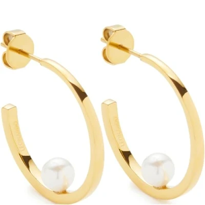 Imagen de JEWELS BY LEONARDO pendientes Lucinda, 1 par de aro Acero inoxidable dorado, Perla imitación blanca, regalo para mujer, 024332, Eine Größe, inoxidable,