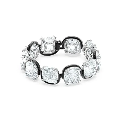 Imagen de Swarovski Pulsera Harmonia para Mujer, Cristales Transparentes de Talla Cojín, Combinación Acabados Metálicos, Colección