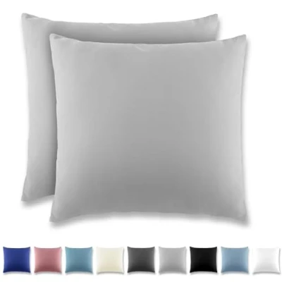 Imagen de REDKEY Funda Almohada Juego de 2 Fundas Almohadas 65x65 cm, con Cremallera Oculta, Transpirable Suave Antiarrugas Microfibra Gris Claro